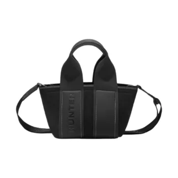 HUNTER Cotton Tote Bag, Shopping Bag, Shoulder Bag, Crossbody Bag, Handbag Mini Unisex Black