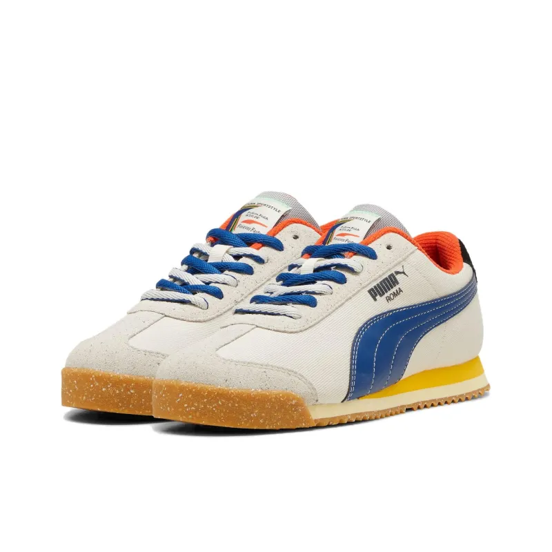 PUMA Roma Anti Slip Wear Resistant Low Top Casual Shoes Unisex Beige Blue-2