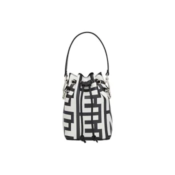 FENDI Mon Tresor Cow Leather Bucket Bags Shoulder Bag Crossbody Bag Handbag Mini Women's White/Black