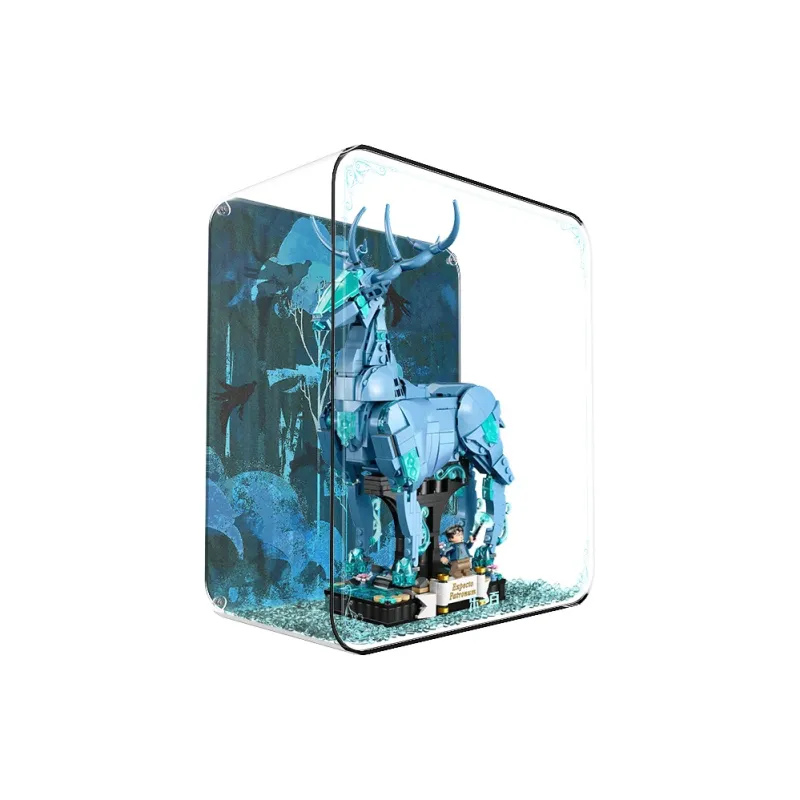LIGHT YOUR BRICKS Harry Potter Patronus Charm Stag And Wolf Transparent Acrylic Display Case Model Accessories-0