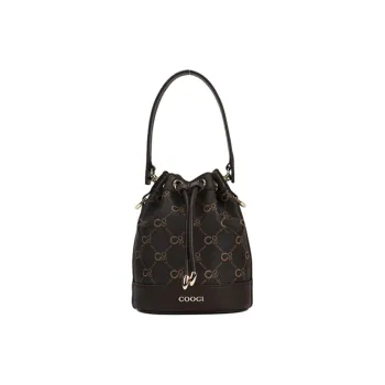 COOGI Synthetic Leather Shoulder Bag, Crossbody Bag, Handbag Small Size Women's Ecru, Coffee