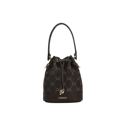 COOGI Synthetic Leather Shoulder Bag, Crossbody Bag, Handbag Small Size Women's Ecru, Coffee