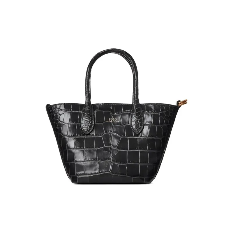 Polo Ralph Lauren Cow Leather Tote Bag Shopping Bag Shoulder Bag Crossbody Bag Handbag Mini Women's Black-0