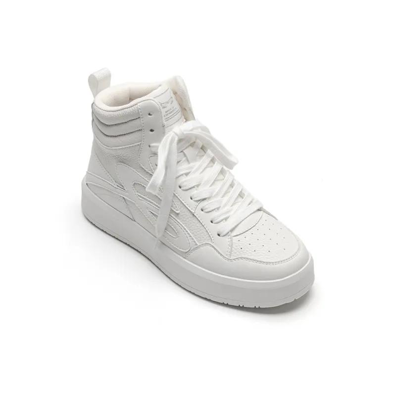 Mule Donkey Breathable Height Increasing High Top Skateboard Shoes Unisex White-4