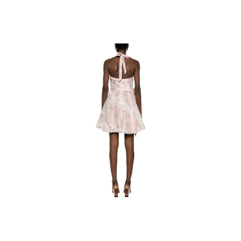 Talbot Runhof Floral appliqué Belted Minidress-2
