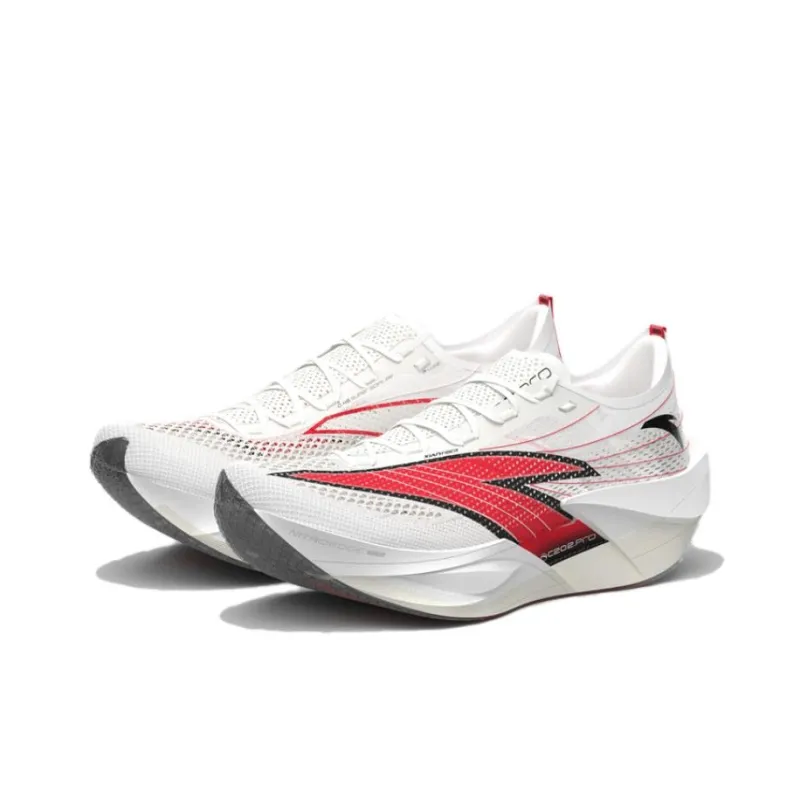 Anta C202 6.0 PRO Cushioned Slip Resistant Abrasion Resistant Low Top Carbon Plate Running Shoes Men's White Red-2