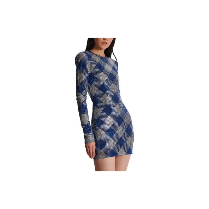 BALMAIN Gingham Rhinestone Mini Dress-5