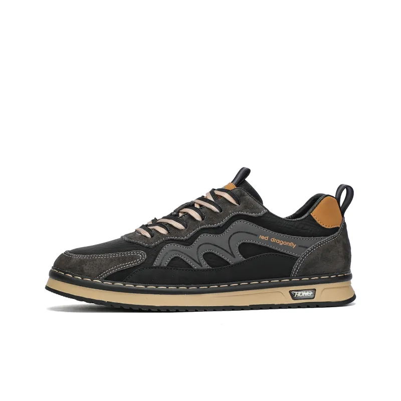 RED DRAGONFLY Athletic Shoes Lightweight And Breathable Low Top Casual Shoes Men's Black/Khaki-1