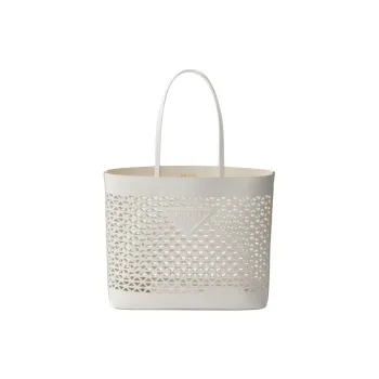 PRADA Leather Tote Bag, Shopping Bag, Shoulder Bag, Handbag Large Size Women's White