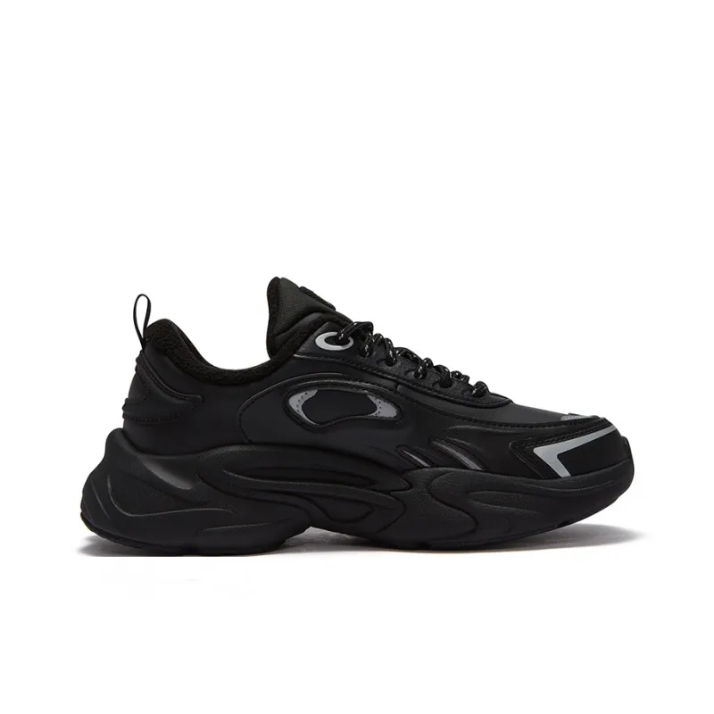 FILA FUSION Slip-Resistant Low-Top Casual Shoes Women's Black Silver Gray-1