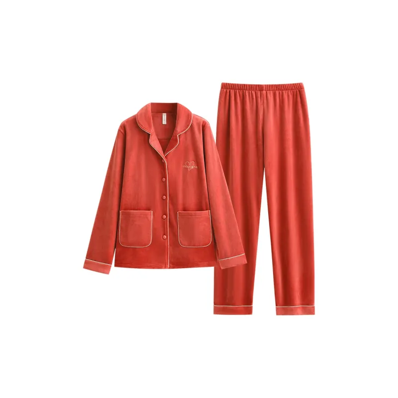 UAVAE Pajama Set Women's Brick Red-0
