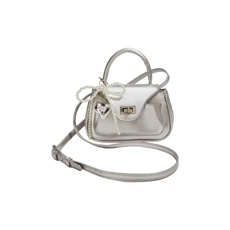 NOMK PU Handbag, Shoulder Bag, Crossbody Bag Regular Women's Ecru/Cherry Red/Silver/Black-6