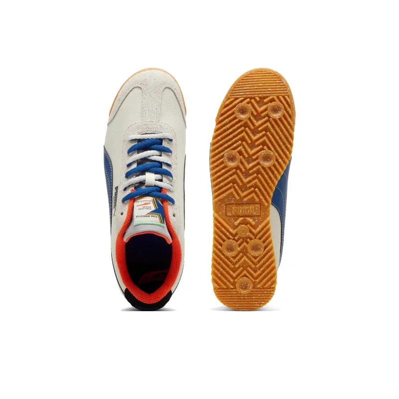 PUMA Roma Anti Slip Wear Resistant Low Top Casual Shoes Unisex Beige Blue-3