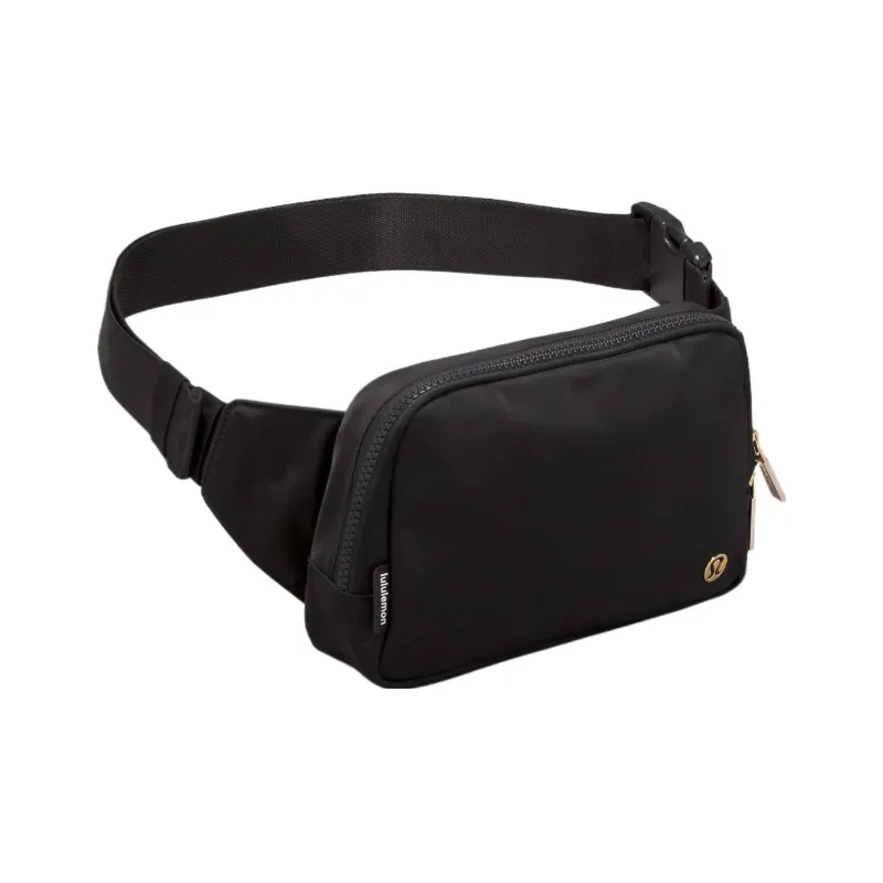 Lululemon Recycled Polyester Spandex Sling Bags One Shoulder Crossbody Fanny Pack Large Size Women's Black & Gold-3