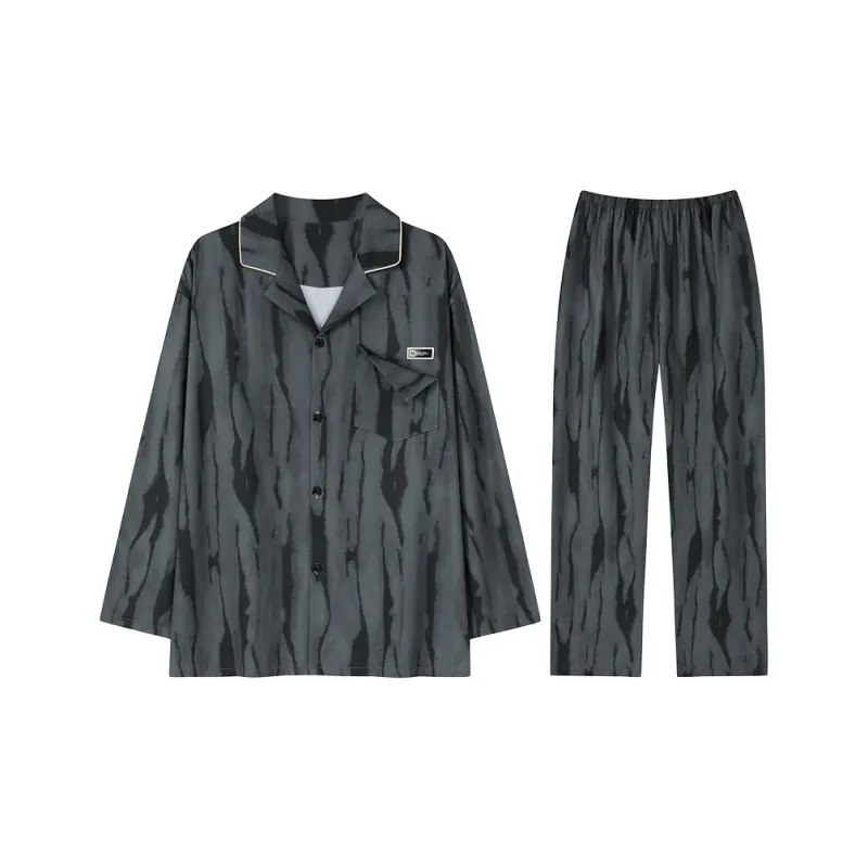 Lan Miao Pajama Set Men's Navy Blue-6