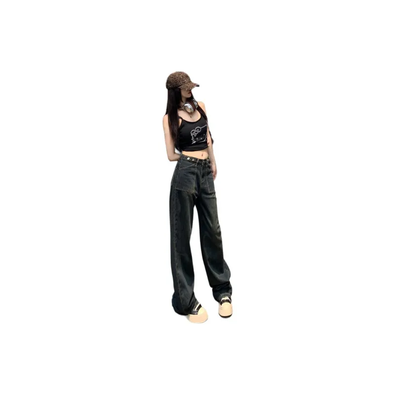 YINLEI Jeans Women's Vintage Blue-2