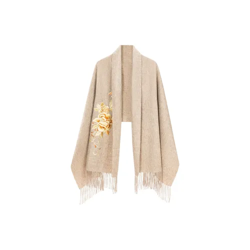 Shanghai Story 100% Sheep Wool Shawls Women's National Elegance Peony 4 Colors