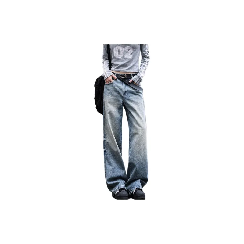 YINLEI Jeans Women's Vintage Blue-3