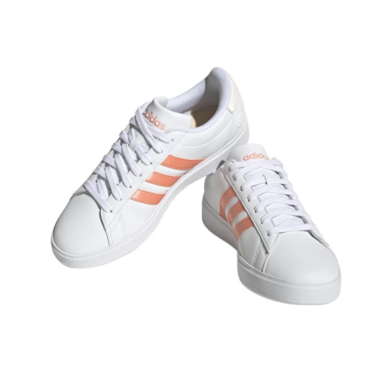 Adidas Neo GRAND COURT 2.0 Cushioning, Wear Resistant Low Top Skateboard Shoes Women's White Orange-1