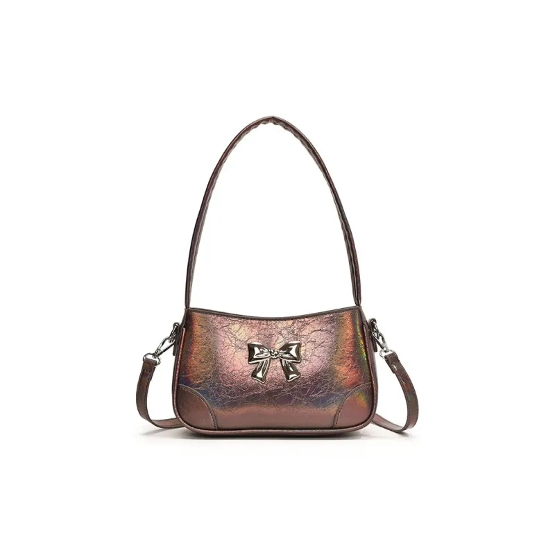 NOMK PU Shoulder Bag, Commute Crossbody Bag Women's Black/Iridescent Silver/Iridescent Gunmetal/Silver-6