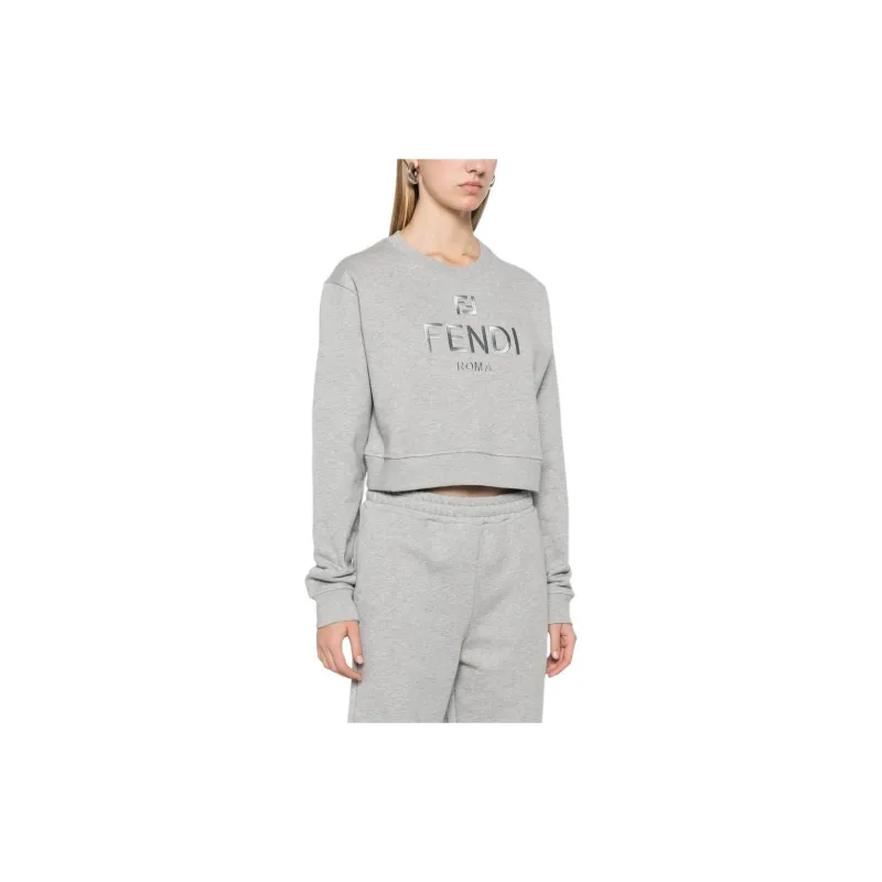 FENDI Logo Embroidered Crewneck Sweatshirt-2