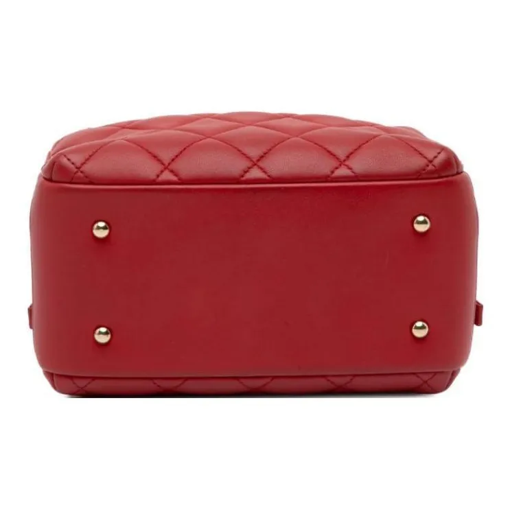 CHANEL Trendy Cc Lambskin Bowling Bag, Shoulder Bag, Crossbody Bag, Handbag Trumpets Women's Red-3