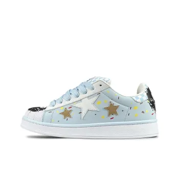 LuzaoT SUPER DRAG Shell Head Anti Slip Wear Resistant Low Top Skateboard Shoes Women's Light Blue