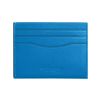 COACH Card Case Cow Leather Card Clip Card Holder Women's Blue