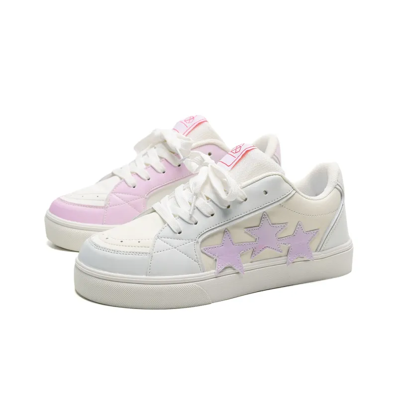 ABCIO Coverage Waterproof Support Low Top Skateboard Shoes Unisex Pink White-9