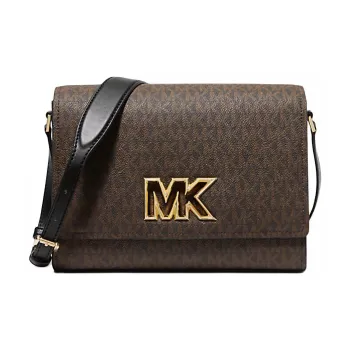 MICHAEL KORS Coated Canvas Shoulder Bag Crossbody Bag Medium Size Women's Brown & Black