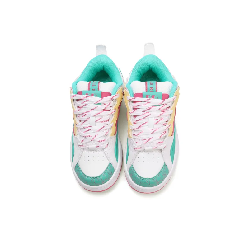 GLO BULL Skateboard Shoes Women's Low Top White Light Lake Blue Pink-3