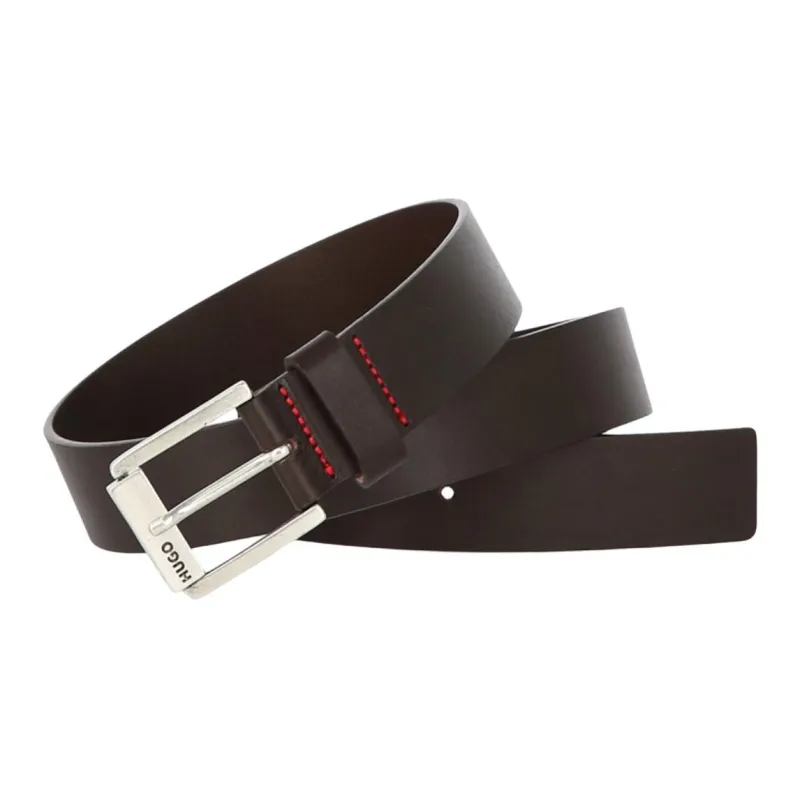 HUGO BOSS Cow Leather, Metal Leather Belts Men's Brown Width 3.2cm-1