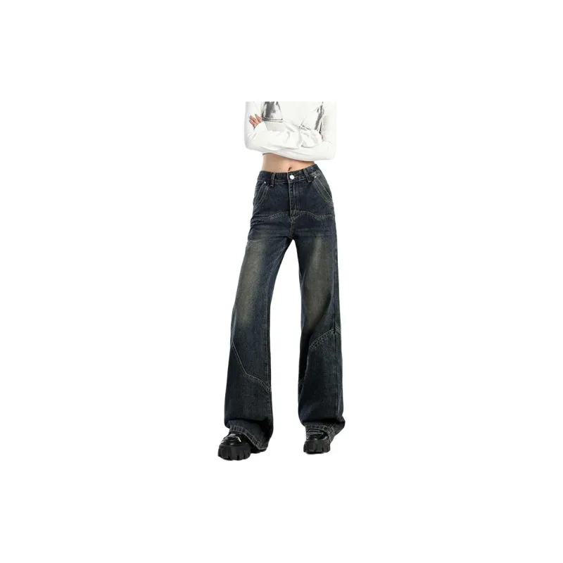 YINLEI Jeans Women's Vintage Concrete Gray-3