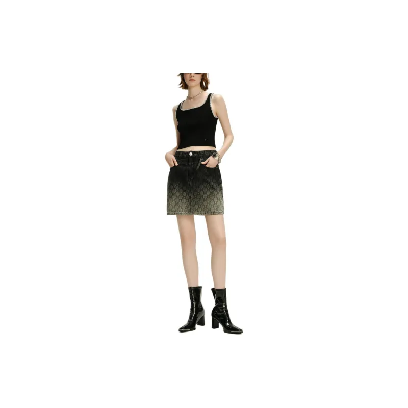 KARL LAGERFELD SS24 Denim Short Skirts Women's Black-1