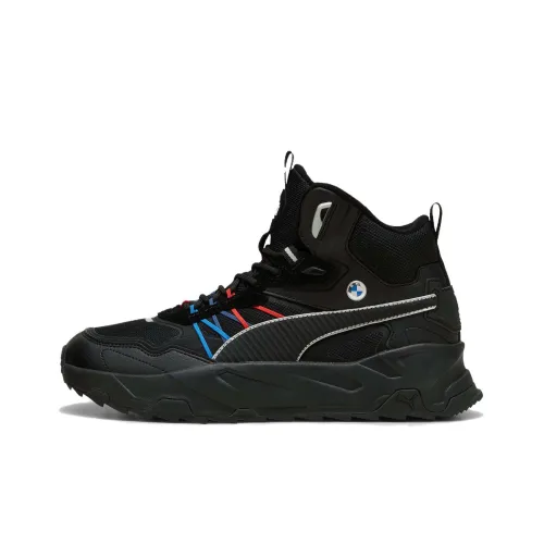 PUMA BMW M Motorsport Anti Slip Wear Resistant Mid Top Casual Shoes Men's Black