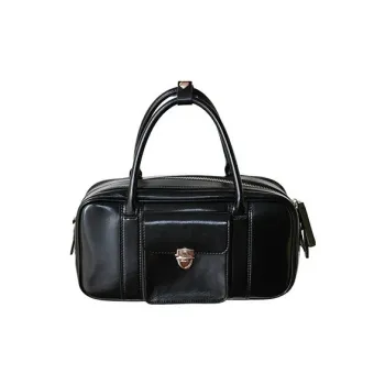 YAMAGUCHI MIOKO Cow Leather Boston Bag, Crossbody, One Shoulder, Handbag Unisex Classic Black