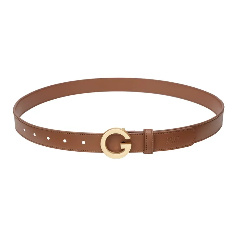 GOLF Cow Split Leather/Synthetic Leather Leather Belts Women's Black Gold/Caramel 2.6cm-9