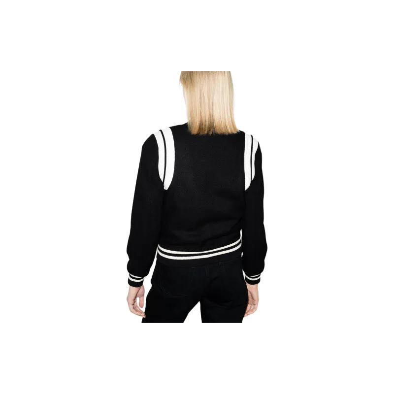 SAINT LAURENT Women's Teddy Jacket Black White-4