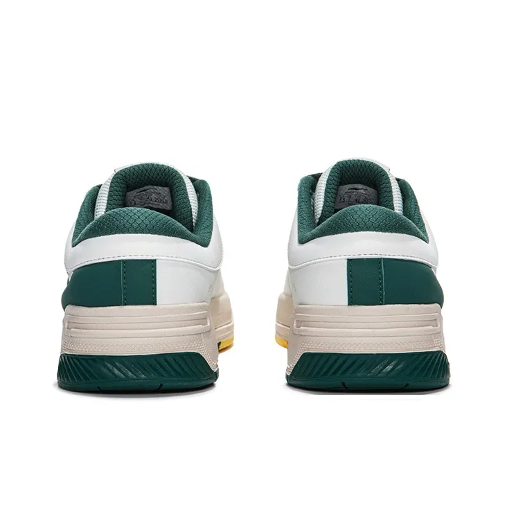 Erke Slip Resistant Water Resistant Cushioned Wear Resistant Low Top Skateboard Shoes Men's White Green-3