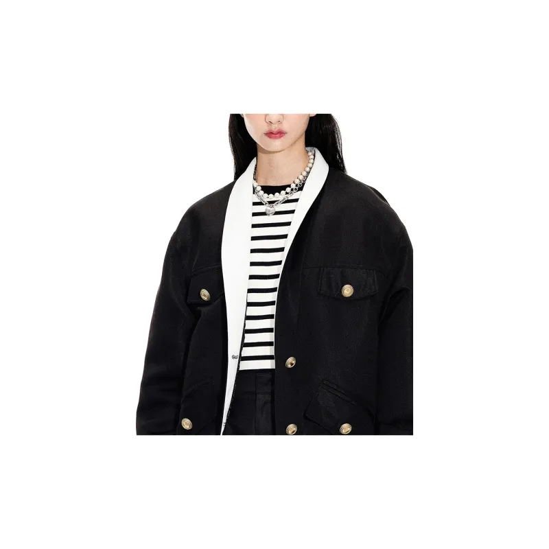 D'zzit Cropped Coats Women's Black-2