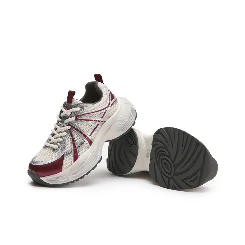 Hotwind Chunky Sneakers Women's Beige Red-3