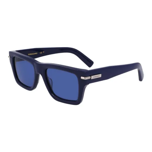 FERRAGAMO Plastic Rectangular Sunglasses Men's Blue