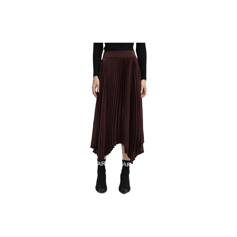 KARL LAGERFELD FW21 Casual Long Skirt Women's Burgundy-3