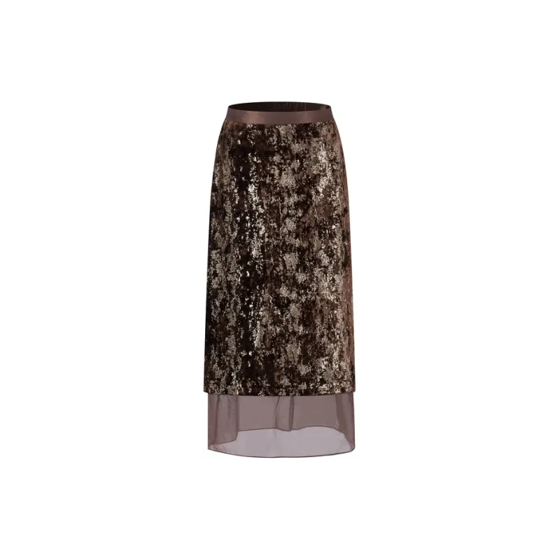 Three Quarters Casual Short Skirts Women's Brown-1