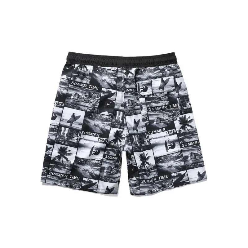 GAILANG Beach Shorts Men's Black White-1