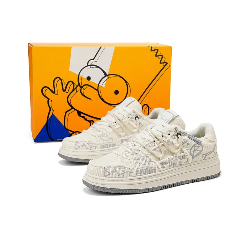 The Simpsons Canvas Shoes Unisex Low Top Beige Black/Avocado Green/Beige/Tomato & Egg/Classic Black Red/Romantic Cherry Blossom Pink/Mismatched-0