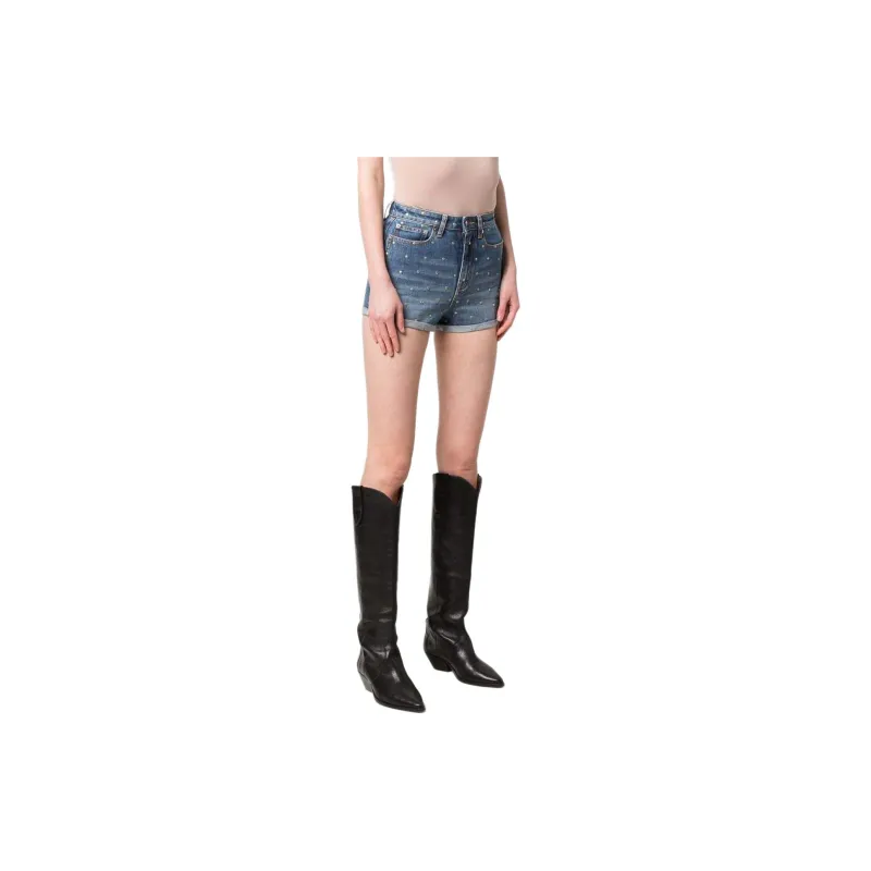 SAINT LAURENT Stud embellished Jean Shorts-4