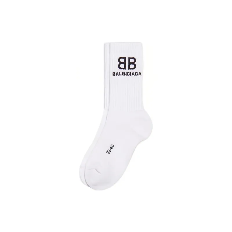 Balenciaga Bb Logo Tennis Socks White/Black-0