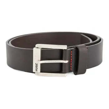 HUGO BOSS Cow Leather, Metal Leather Belts Men's Brown Width 3.2cm