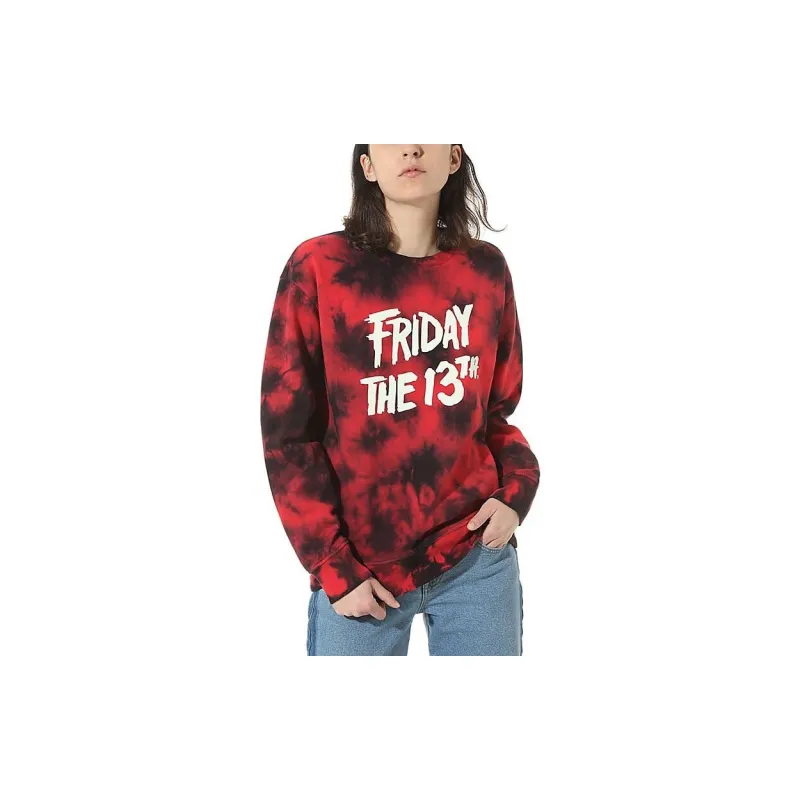 Vans X Friday The 13th Boyfriend Pullover Crew Sweatshirt Red-1